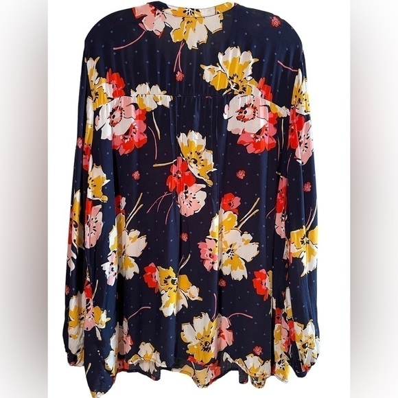 Old Navy Multicolored Lace-up Front Babydoll Tunic Blue Floral dress XL - Picture 2 of 9